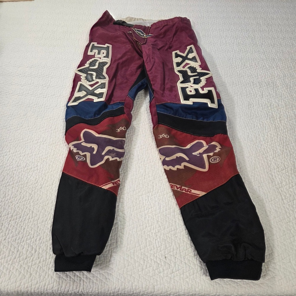 Fox Racing 360 Kevlar Motocross Pants Maroon Navy Blue Mens Size 30 MX Racing